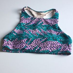 Patterned Halter Racer Back Bikini Top